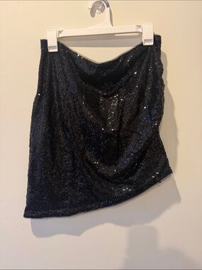 Black Sequin Mini Skirt - Shimmery Party Skirt